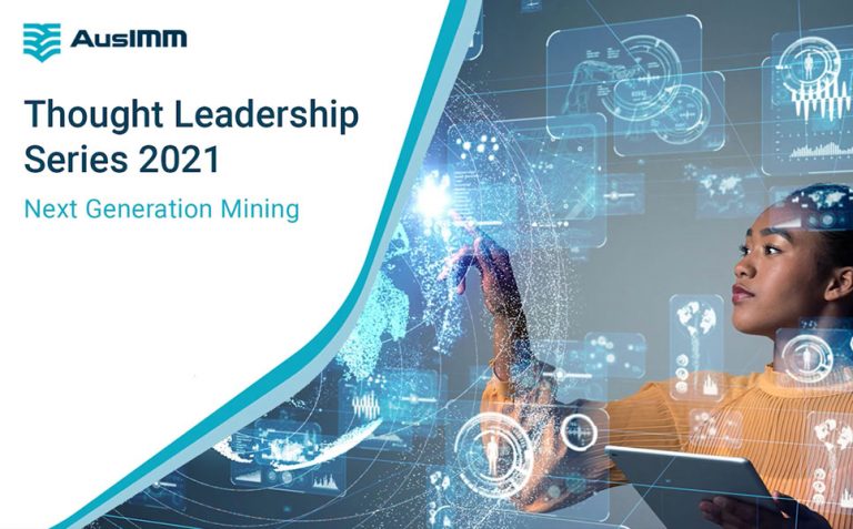 Плакат конференции AusIMM Thought Leadership Series 2021-го г. на тему "Следующего поколения добывающей отрасли"