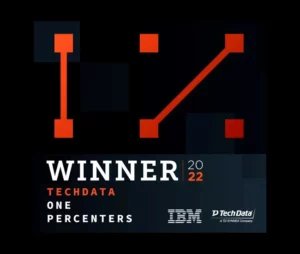 Tech Data and IBM One Percenters Winner badge 2022 won by Metallurgical Systems for the process digital twin software