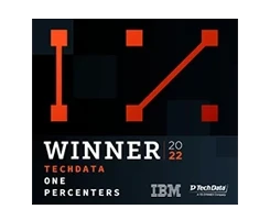 Tech Data and IBM One Percenters Winner badge 2022 won by Metallurgical Systems for the process digital twin software